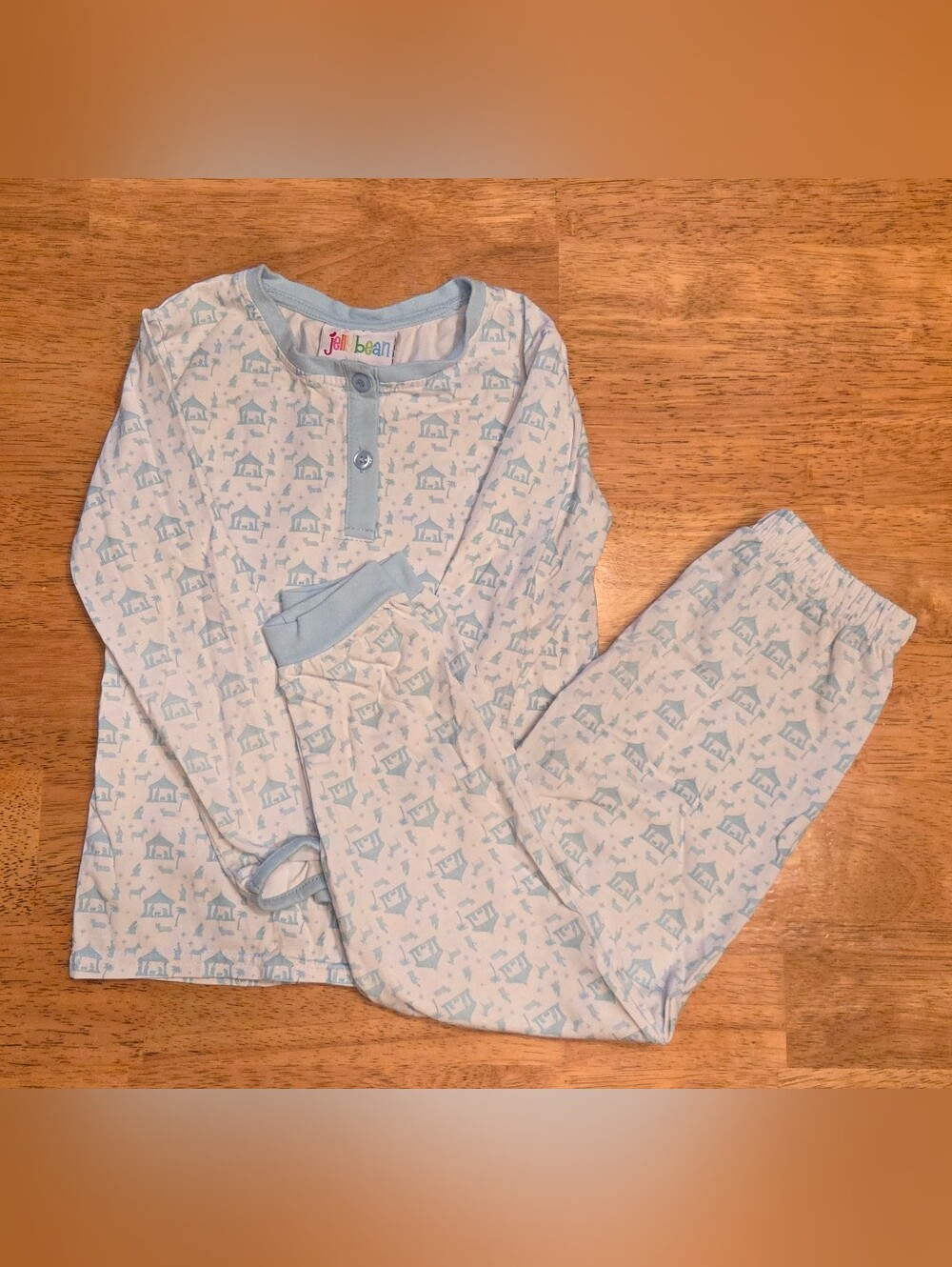 Jelly Beans Pale Blue Nativity Scene Two-Piece Pajama Set